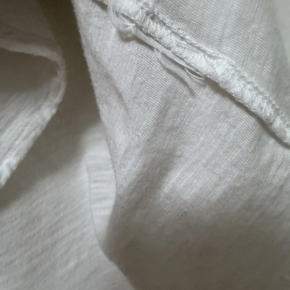 James Perse‎ Women Cotton Modal Slub L/S V Neck Button Down Shirt Size 1/S White